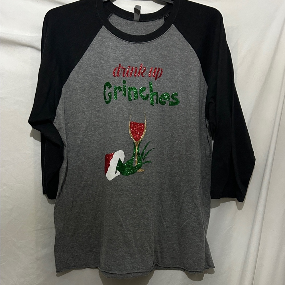 Next Level Apparel Gray and Black Raglan Tee